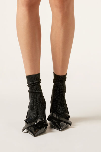 Image of Calzedonia Socken in Rippstrick mit Glitzer Frau Schwarz Größe Einheitsgröße