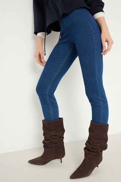 Image of Calzedonia Skinny Leggings aus Denim mit hohem Bund Frau Blau Größe L