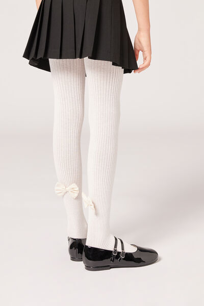 Calzedonia Collant in Cotone Bambina Bambina Bianco Velikost 2-4