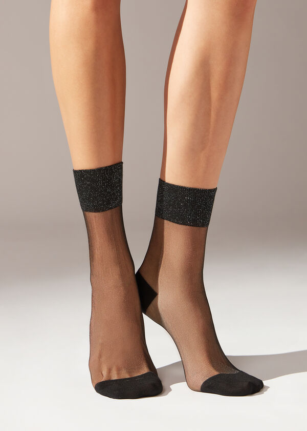 Chaussettes Courtes avec Bordure Pailletée