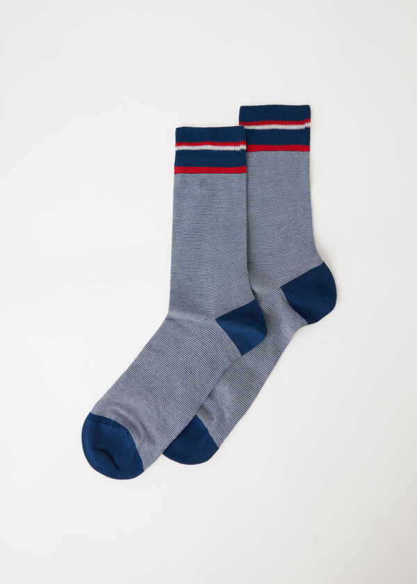 Krátké pánské ponožky s jemným proužkovaným vzorem