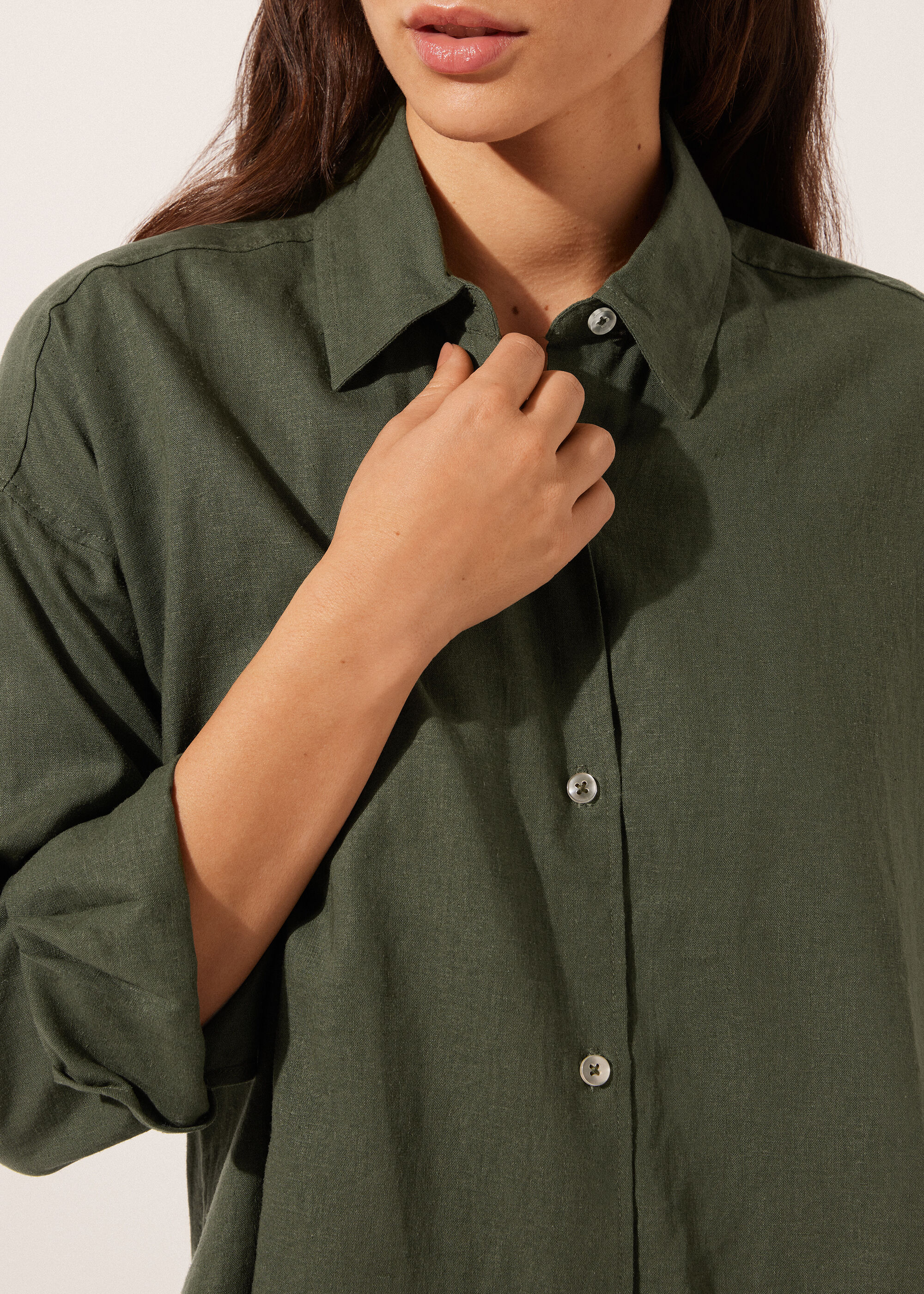 Short Linen and Viscose Shirt