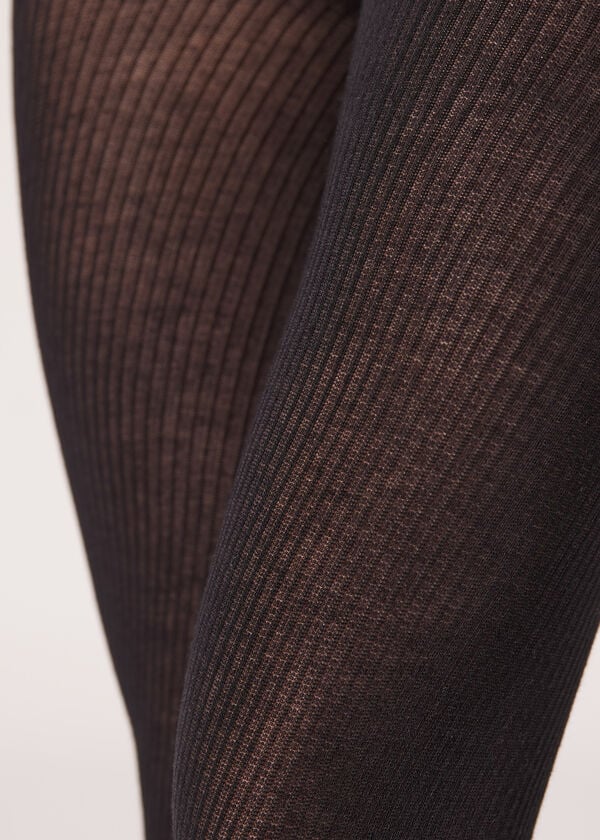 Ribbed Tights with Cashmere