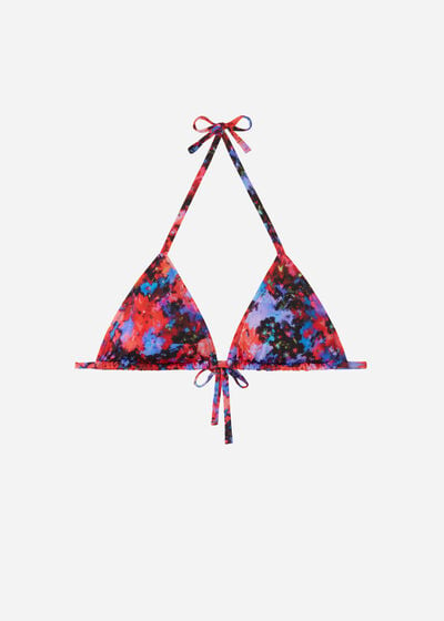 Trojúhelníková podprsenka s odnímatelnou vycpávkou k plavkám Blurred Flowers