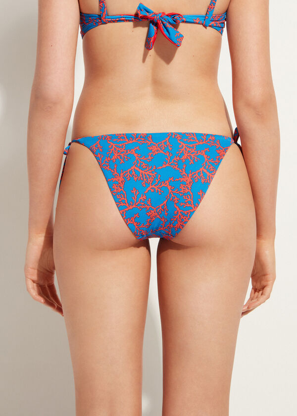 Bas de maillot à lanières motifs corail Bali