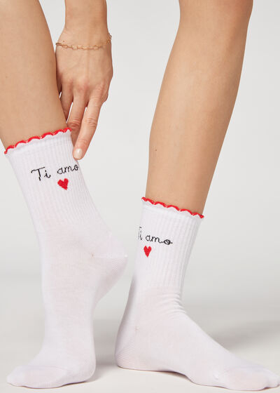 Love Pattern Short Socks