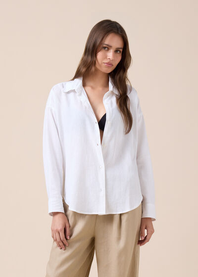 Short Linen and Viscose Shirt