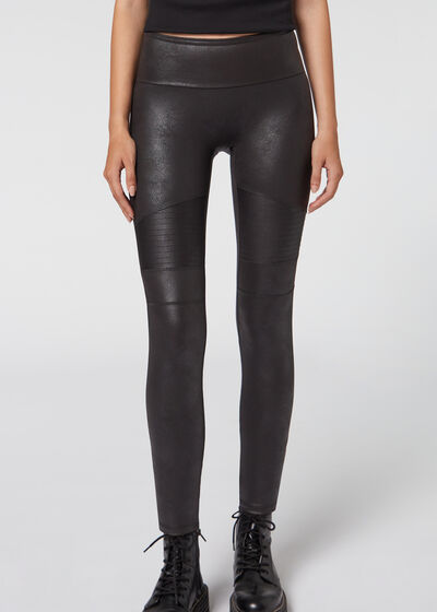 Shaping Coated-Effect Biker Leggings