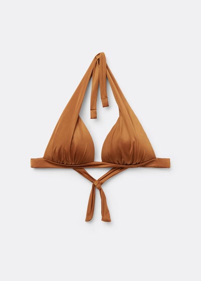 Top de bikini triangular graduado Shiny Satin