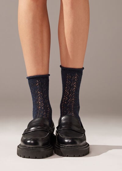 Κοντές Κάλτσες από Λινό με Διάτρητη Ύφανση