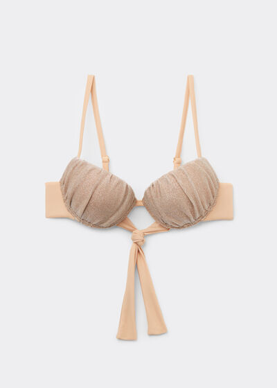 Padded Push-Up Bikini Top Golden Glitter