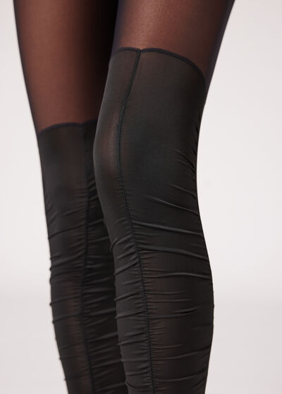 Gathered Longuette Effect Tights