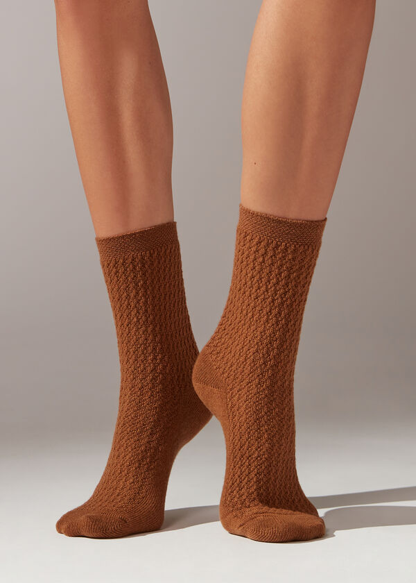 Woven Short Socks with Cashmere