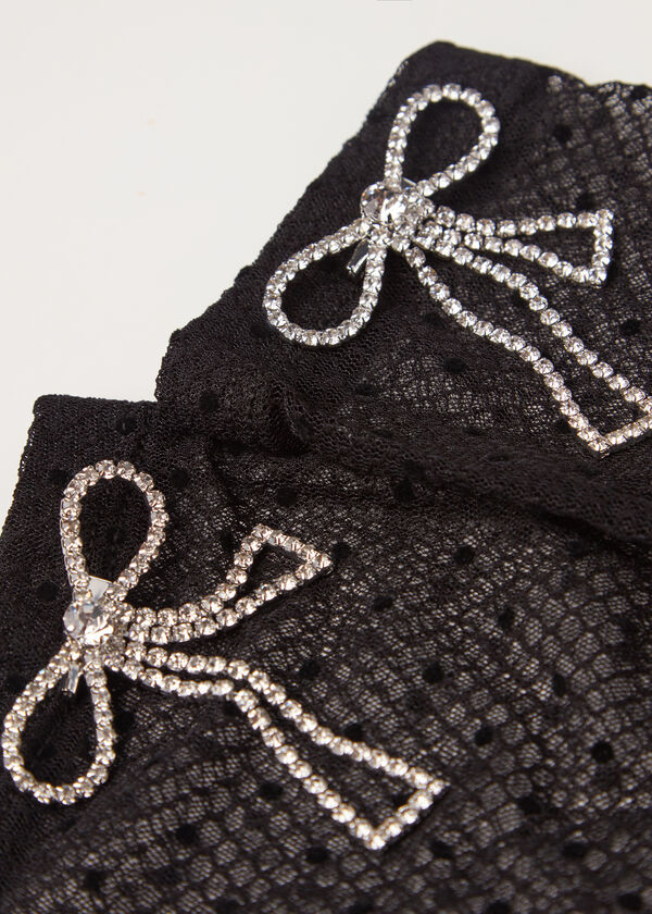Tulle Short Socks with Diamanté Appliqué Pin