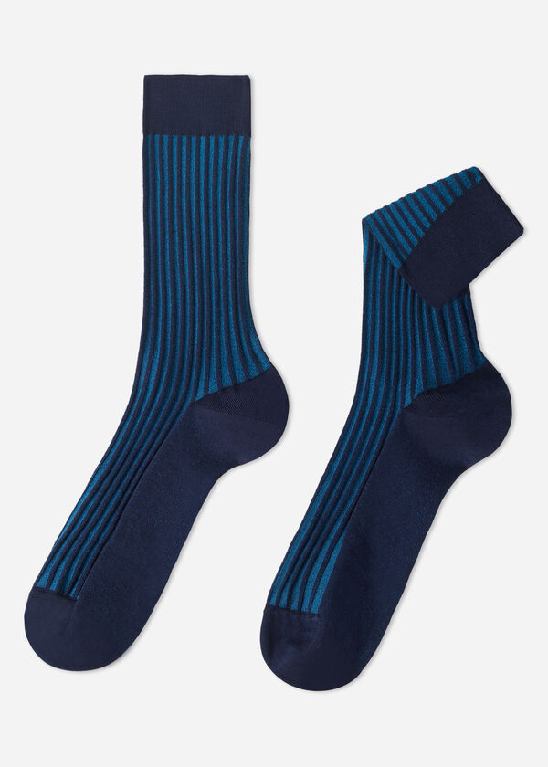Men’s Ribbed Lisle Thread Crew Socks