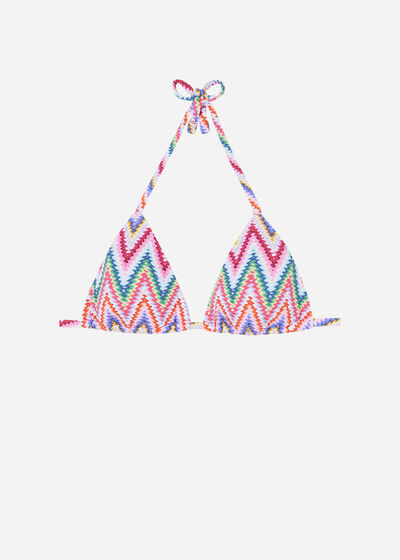 Triangelformad bikiniöverdel avtagbar vaddering Multicolor Chevron