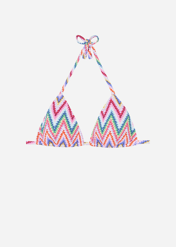 Triangel-Bikinioberteil mit herausnehmbaren Polstern Multicolor Chevron