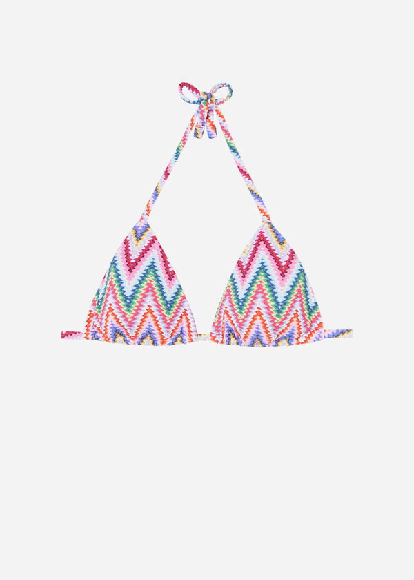 Triangle Bikini Top with Removable Padding Multicolor Chevron