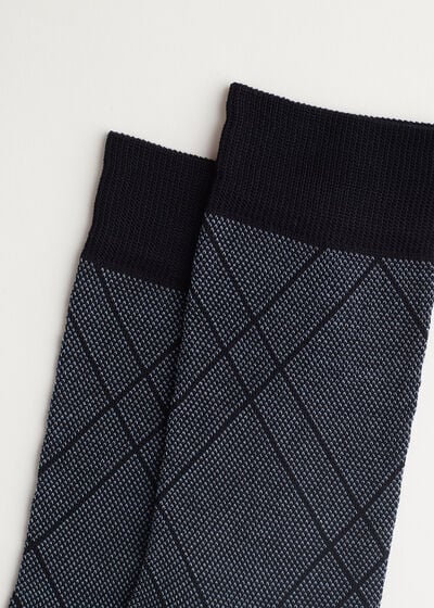 Pánske krátke ponožky z mercerovanej bavlny s klasickým vzorom