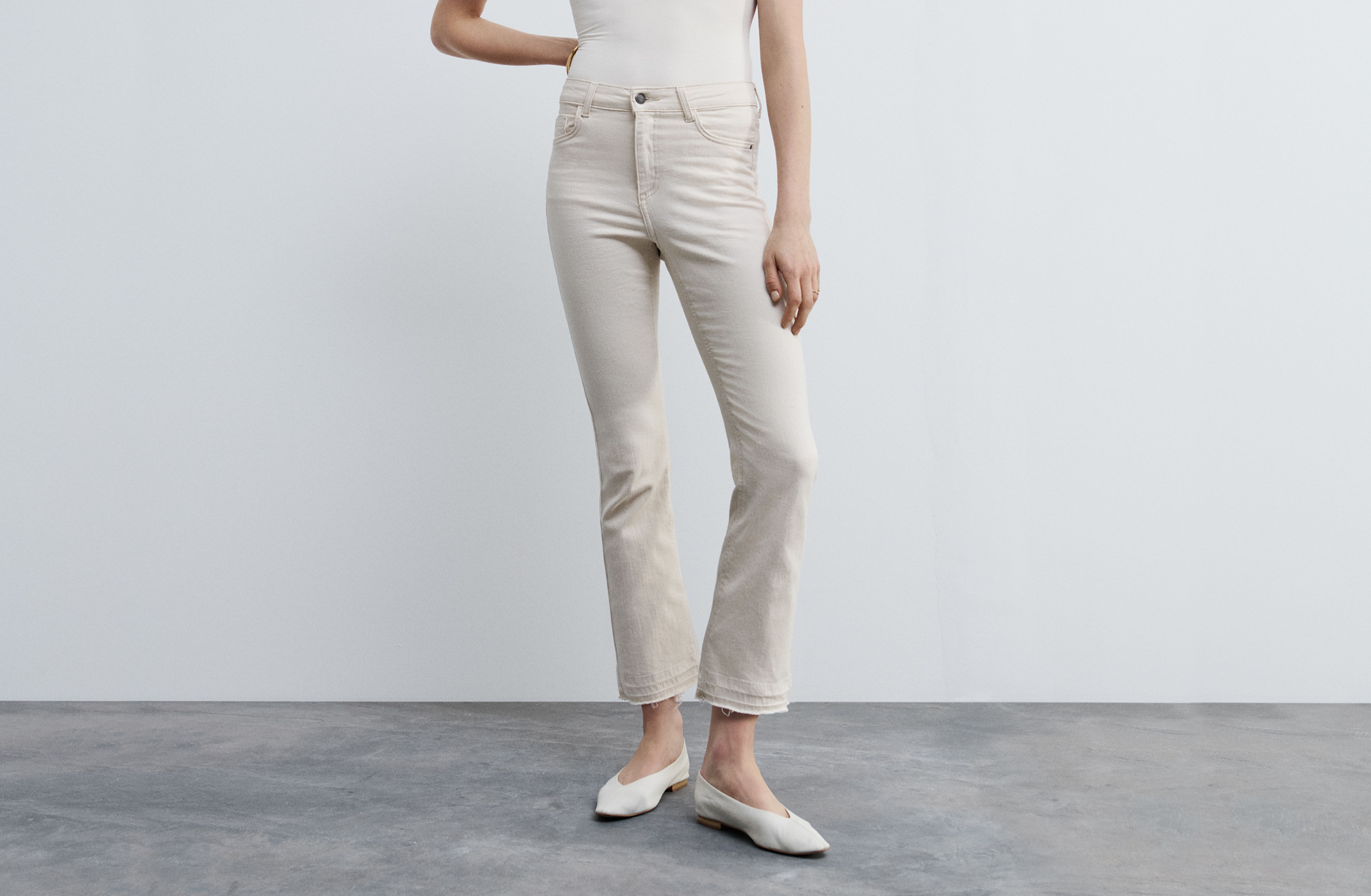 Jeansy dzwony cropped