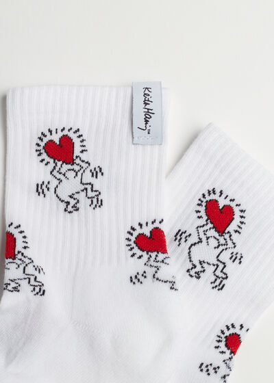 Krátké sportovní ponožky s celoplošnými srdíčky - Keith Haring™