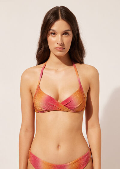 Graduated Padded Triangle Swimsuit Top Colorful Shades
