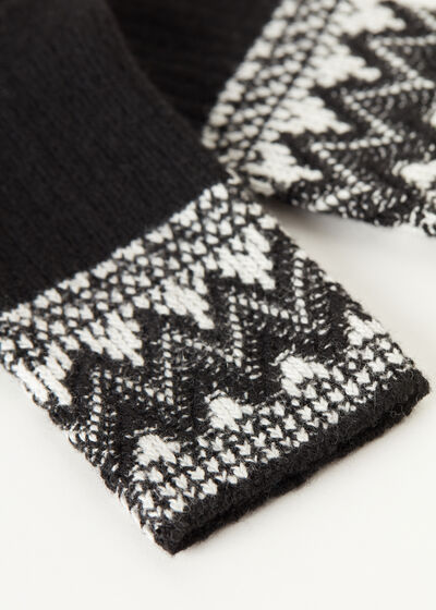 Krátké ponožky s kašmírem a vzorovaným lemem