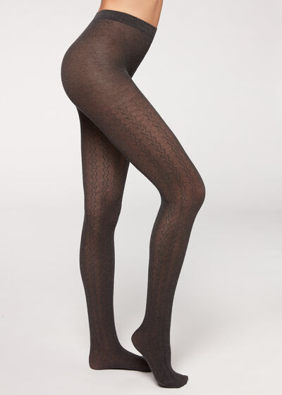 Cable-Knit Tights with Cashmere