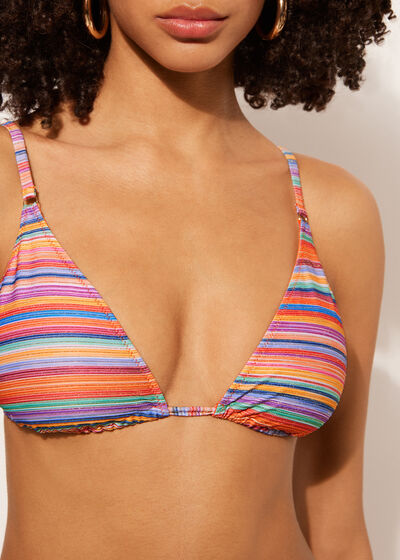 Triangle Bikini Top Colorful Stripes