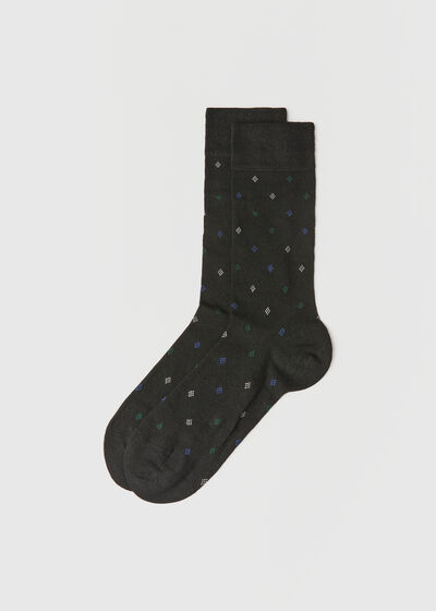 Muške kratke čarape s kašmirom, s uzorkom romba preko cijele površine