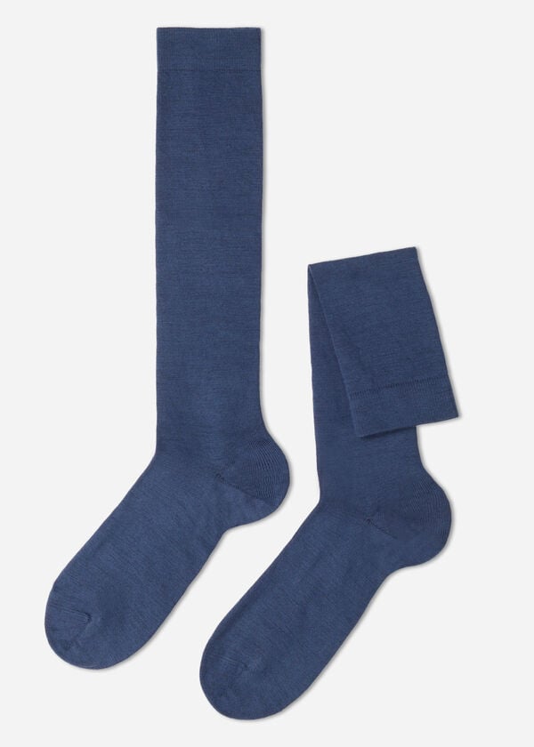 Dlouhé pánské ponožky z vlny a bavlny