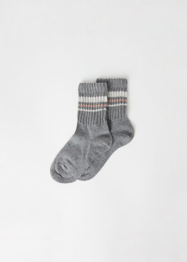Krátké dětské žebrované ponožky s pruhy