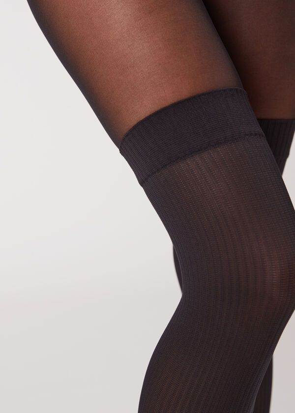 Mock over the Knee Ribbed Tights