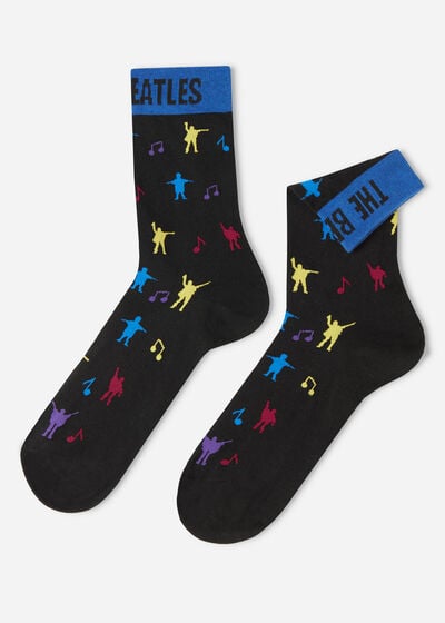 Pánske krátke ponožky s celoplošným vzorom The Beatles