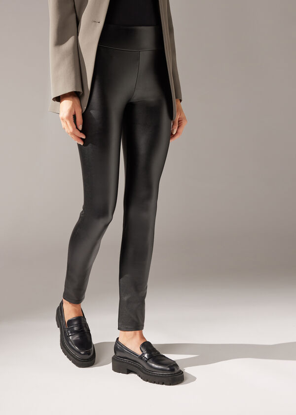 Vintage Coated-Effect Thermal Leggings - Trousers - Calzedonia