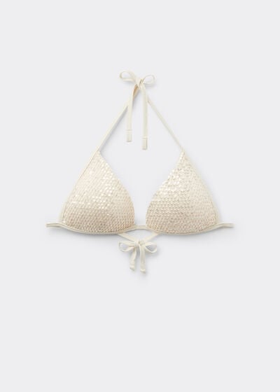 Bra de bikini triangular con relleno Sequin Net
