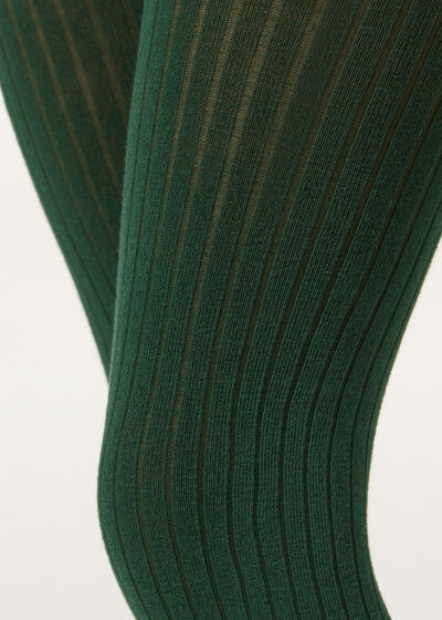Girls Narrow Rib Cotton Tights