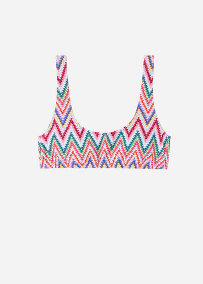 Sutien Bustieră cu Aspect Sportiv Costume de Baie Multicolor Chevron