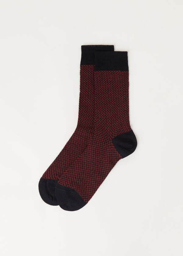 Men’s Herringbone Motif Short Socks