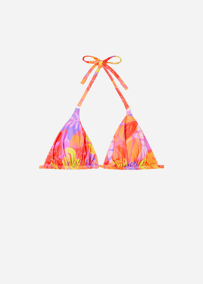 Triangelformad bikiniöverdel avtagbar vaddering Tropical Pop