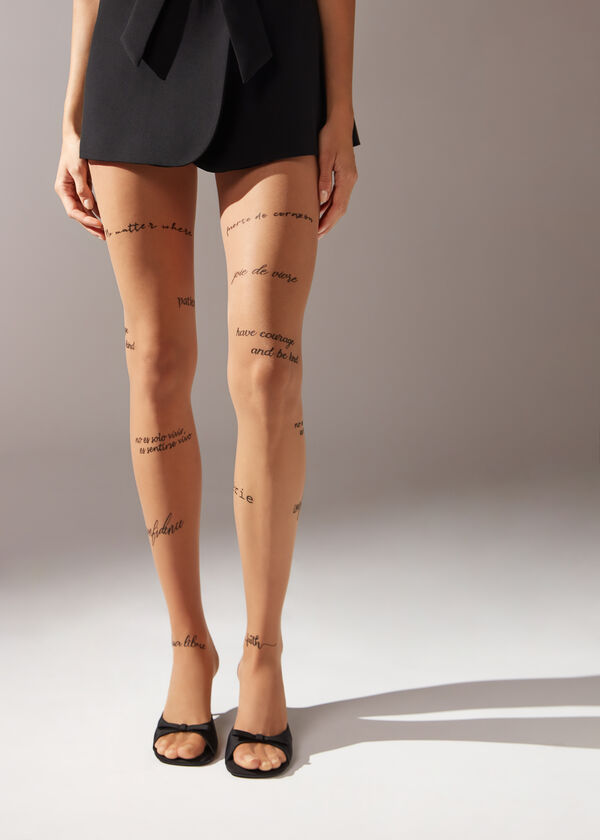 Flock Slogans 20 Denier Sheer Tights