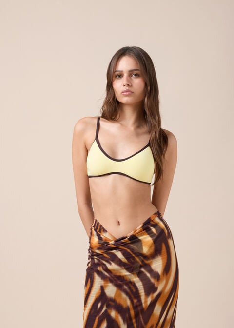 Bicolor Piping Tank Bikini Top