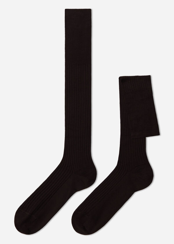 Chaussettes longues côtelées en fil d’Écosse pour homme