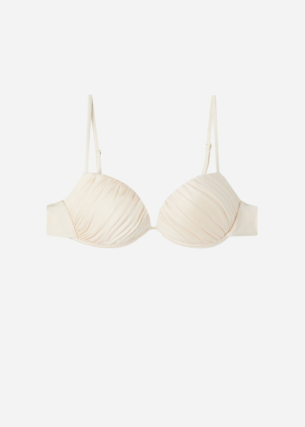 Graduated Padded Push-Up Bikini Top Shiny Satin
