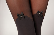 Bow and Embroidery Patterned Longuette Tights