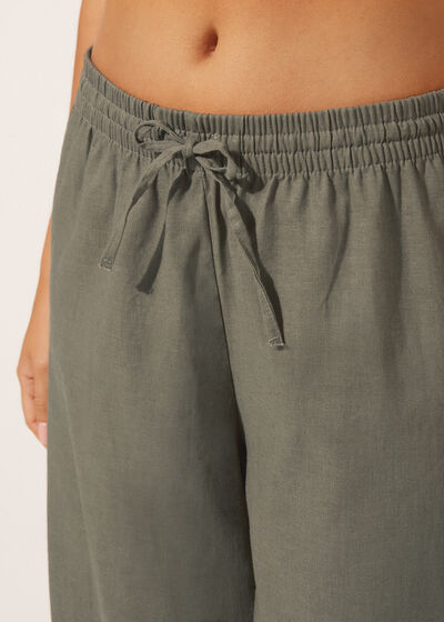 Pantaloni Lunghi in Lino e Cotone
