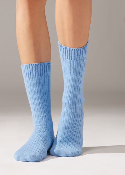 Short Ribbed Socks with Wool and Cashmere
