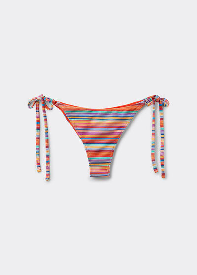 Труси бразиліано на тонких зав'язках до купальника Colorful Stripes