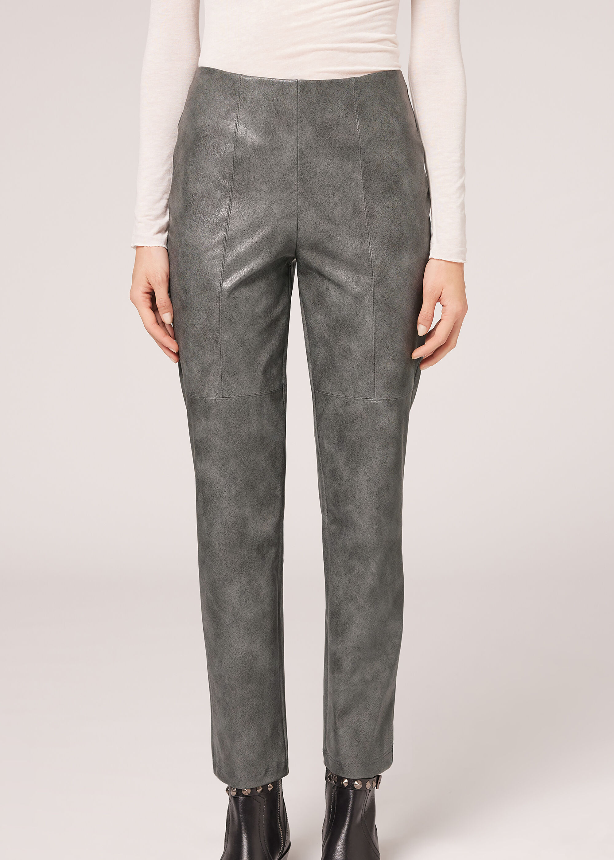 Vintage Coated-Effect Thermal Leggings