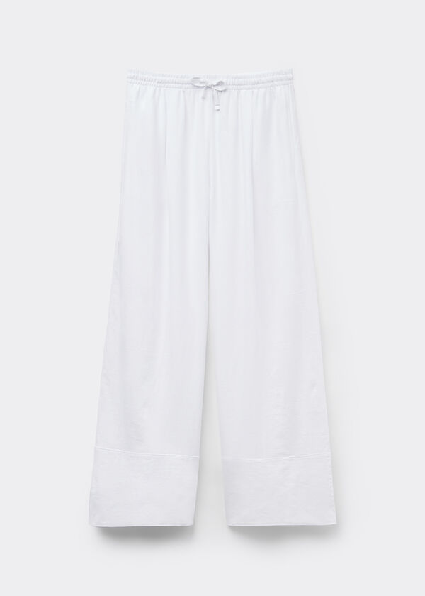 Linen and Viscose Palazzo Trousers